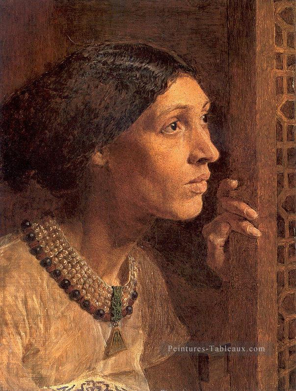 La mère de Sisera a regardé une fenêtre figures féminines Albert Joseph Moore Peintures à l'huile